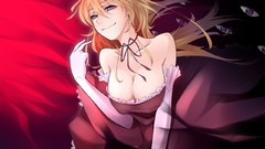 Eyes gloves blondes smiling long hair touhou yakumo yukari 