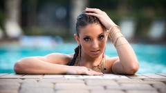 Eyes lips Arms long hair wather Abigael Nikkol