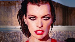 Eyes lips Milla Jovovich fashion eye shadow models wet hair 