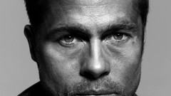 Eyes Men Actors Brad Pitt Celebrity faces monochrome