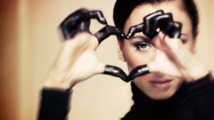 Eyes paint Hearts fingers brunettes