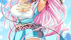 Eyes pink hair anime girls nekomimi animal ears tails original 