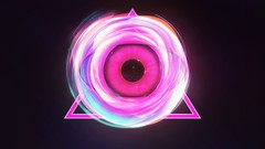 Eyes triangles spheres purple background lacza