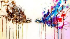 Eyes versus multicolor artwork digital art