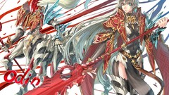 Eyes weapons armor white hair long hair anime girls 