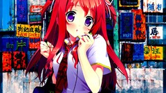 Eyes woman Anime anime girls school uniforms original 