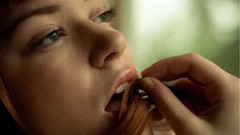 Eyes woman bite faces open mouth redheads