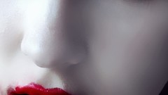 Eyes woman blood red lipstick