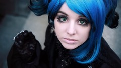 Eyes woman blue hair models