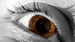 Eyes woman brown eyes digital art grayscale selective coloring