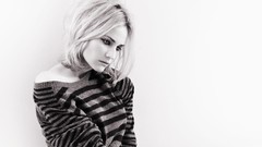 Eyes woman close-up Diane Kruger faces long hair grayscale