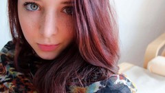 Eyes woman close-up faces bedroom blue eyes freckles 