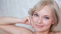 Eyes woman close-up faces blondes blue eyes Feeona A