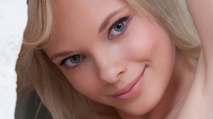 Eyes woman close-up faces blondes blue eyes Feeona A