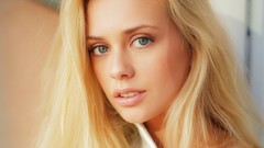 Eyes woman close-up faces blondes blue eyes Jennifer MacKay