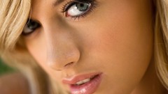 Eyes woman close-up faces blondes blue eyes pornstars Emma Mae