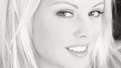 Eyes woman close-up faces blondes grayscale Lindsay Marie