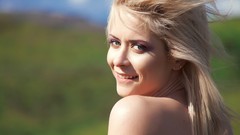 Eyes woman close-up faces blondes looking back Emily Addison