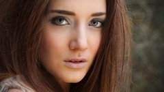 Eyes woman close-up faces brunettes models