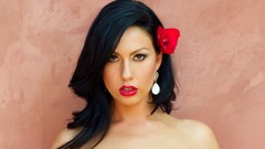 Eyes woman close-up faces brunettes red lipstick Tiffany Brookes