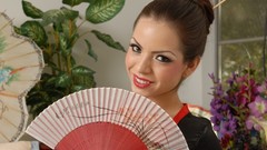 Eyes woman close-up faces fans smiling brown eyes brunettes 