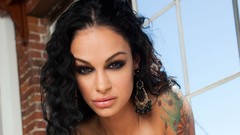 Eyes woman close-up faces tattoos brunettes mascara pornstars 