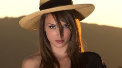 Eyes woman close-up hats faces blue eyes brunettes malena 