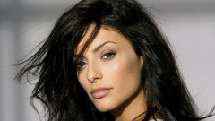 Eyes woman close-up lips faces black hair Erica Cerra