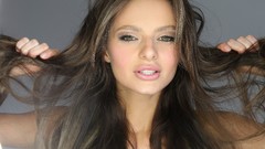 Eyes woman close-up white background faces green eyes brunettes 