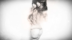 Eyes woman coffee faces monochrome tattoos lingerie models alie 