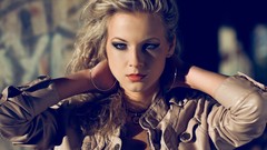 Eyes woman faces blondes blue eyes models red lipstick