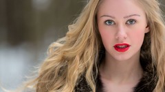 Eyes woman faces blondes long hair models red lipstick ella 