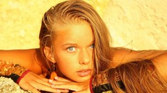 Eyes woman faces blondes long hair models ukrainian Milena D