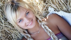 Eyes woman faces blondes pigtails duplicate Lada D