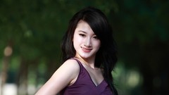 Eyes woman faces Chinese action asians models black hair black 