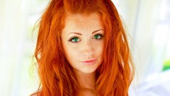 Eyes woman faces green eyes redheads portraits