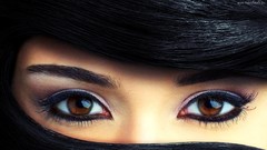 Eyes woman faces long hair brown eyes