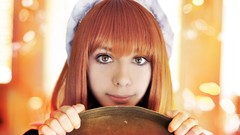 Eyes woman faces maids redheads cosplay portraits