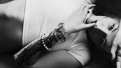 Eyes woman faces monochrome tattoos models Aleksandra Wydrych