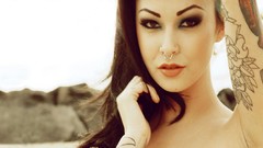 Eyes woman faces tattoos models nude portraits