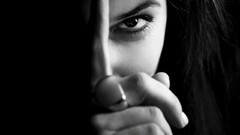 Eyes woman fingers faces grayscale