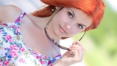 Eyes woman glasses lips models redheads