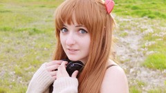Eyes woman headphones bangs asuka langley soryu redheads cosplay