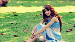 Eyes woman Japan brown Japanese faces leaf asians smiling long 