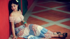 Eyes woman Japan Japanese faces floor asians smiling long hair 