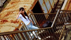 Eyes woman Japan jeans Japanese faces asians brunettes