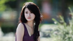 Eyes woman Japanese faces action asians brunettes models black 