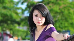 Eyes woman Japanese faces action asians brunettes models black 