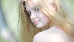 Eyes woman jungle young faces outdoors blondes long hair blue 