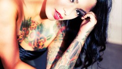 Eyes woman legs tattoos angels models boobs